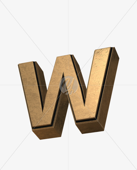 Letter W from Golden Extrude Font on Yellow Images Creative Fonts - S42586