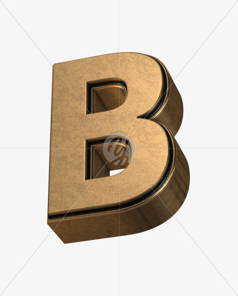 Letter B from Golden Extrude Font on Yellow Images Creative Fonts - S42565