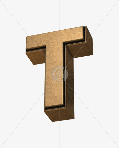 Letter T from Golden Extrude Font on Yellow Images Creative Fonts - S42583