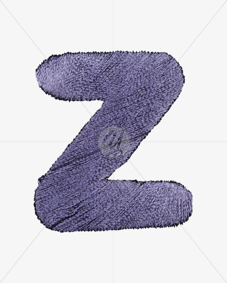 Letter Z from Blue Embroidery Font on Yellow Images Creative Fonts - S42674