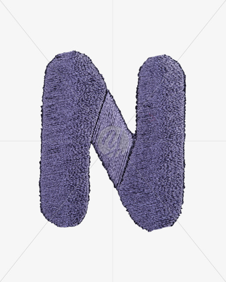 Letter N from Blue Embroidery Font on Yellow Images Creative Fonts - S42662