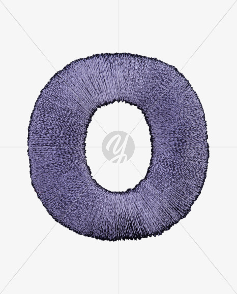 Letter O from Blue Embroidery Font on Yellow Images Creative Fonts - S42663