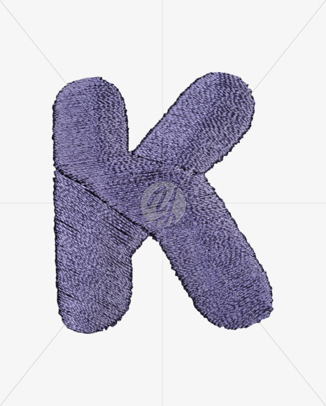 Letter K from Blue Embroidery Font on Yellow Images Creative Fonts - S42659