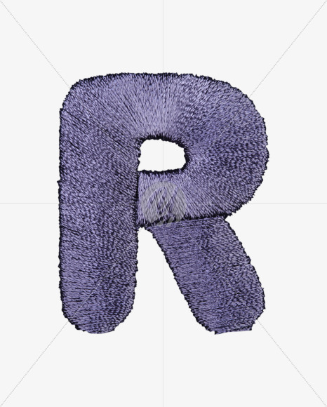 Letter R from Blue Embroidery Font on Yellow Images Creative Fonts - S42666