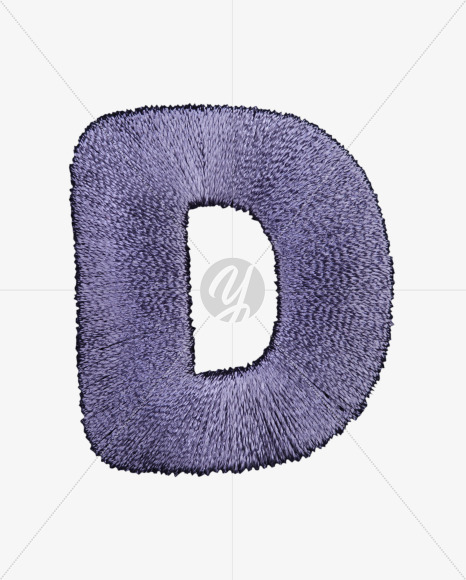 Letter D from Blue Embroidery Font on Yellow Images Creative Fonts - S42652