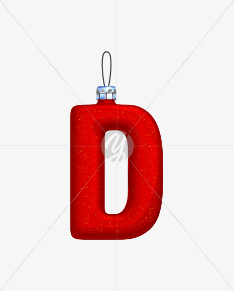 Letter D from Christmas Ball Font on Yellow Images Creative Fonts - S42734