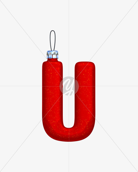 Letter U from Christmas Ball Font on Yellow Images Creative Fonts - S42751