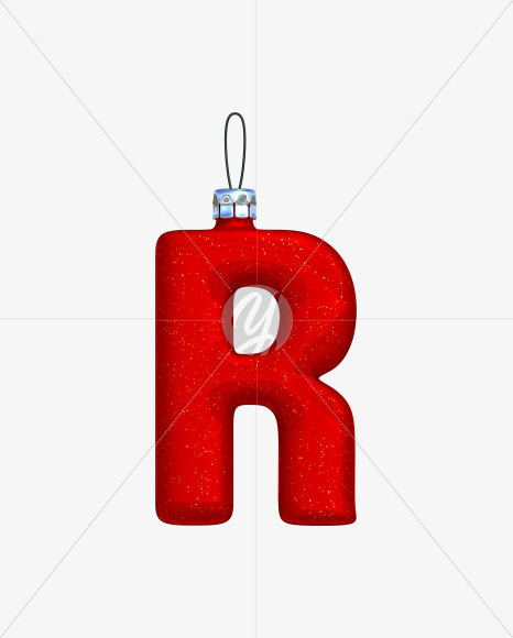 Letter R from Christmas Ball Font on Yellow Images Creative Fonts - S42748