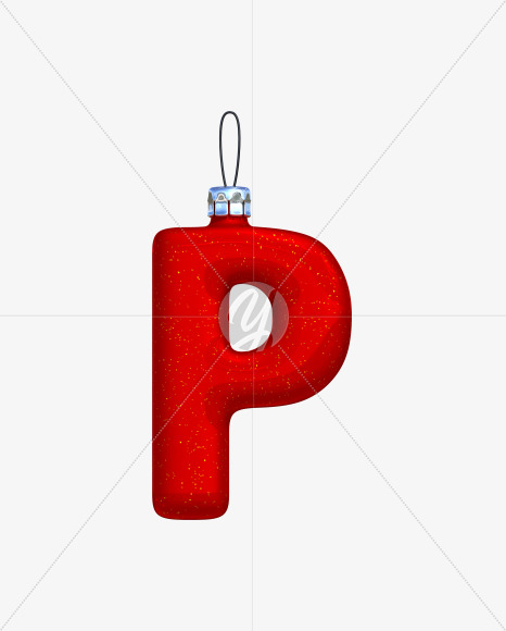 Letter P from Christmas Ball Font on Yellow Images Creative Fonts - S42746