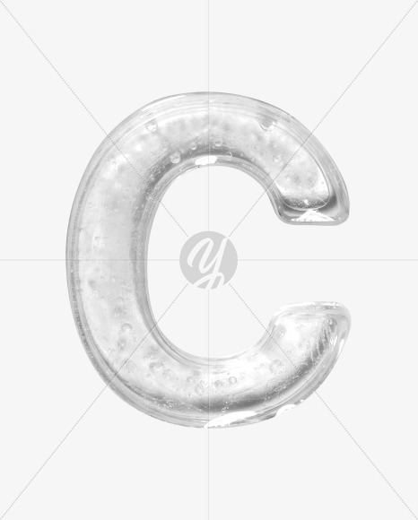 Letter C from Ice Big White Font on Yellow Images Creative Fonts - S42776