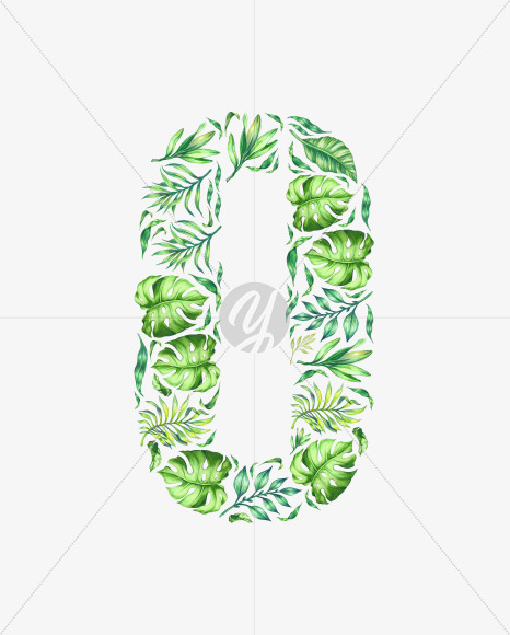 Letter O from Tropical leaves Font on Yellow Images Creative Fonts - S42872