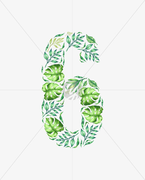 6 from Tropical leaves Font on Yellow Images Creative Fonts - S42889