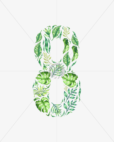 8 from Tropical leaves Font on Yellow Images Creative Fonts - S42891