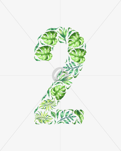 2 from Tropical leaves Font on Yellow Images Creative Fonts - S42885