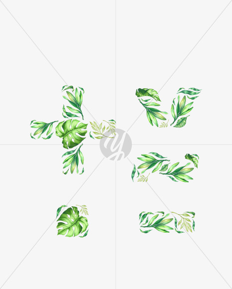 symbols from Tropical leaves Font on Yellow Images Creative Fonts - S42902