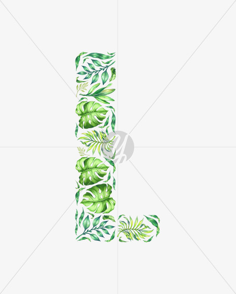 Letter L from Tropical leaves Font on Yellow Images Creative Fonts - S42869