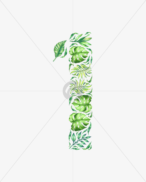 1 from Tropical leaves Font on Yellow Images Creative Fonts - S42884