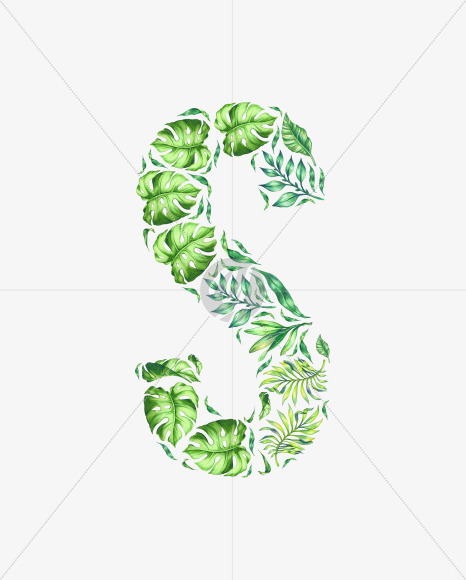 Letter S from Tropical leaves Font on Yellow Images Creative Fonts - S42876