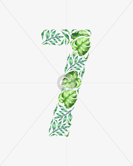 7 from Tropical leaves Font on Yellow Images Creative Fonts - S42890