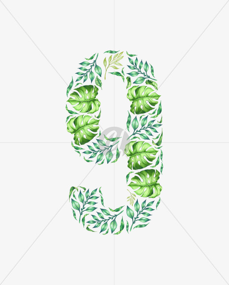 9 from Tropical leaves Font on Yellow Images Creative Fonts - S42892