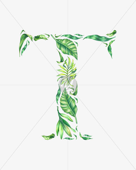 Letter T from Tropical Font on Yellow Images Creative Fonts - S43067