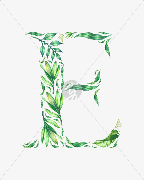 Letter E from Tropical Font on Yellow Images Creative Fonts - S43052