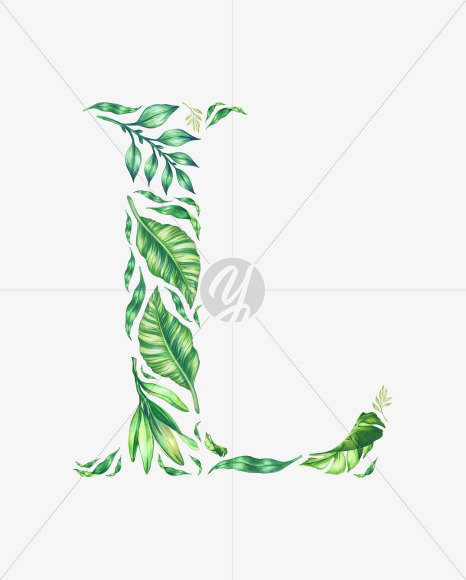 Letter L from Tropical Font on Yellow Images Creative Fonts - S43059