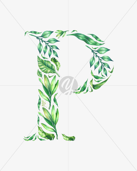 Letter P from Tropical Font on Yellow Images Creative Fonts - S43063