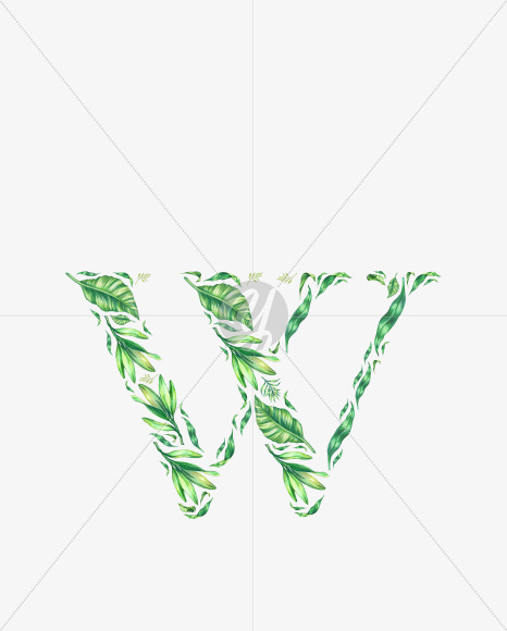 Letter W from Tropical Font on Yellow Images Creative Fonts - S43070