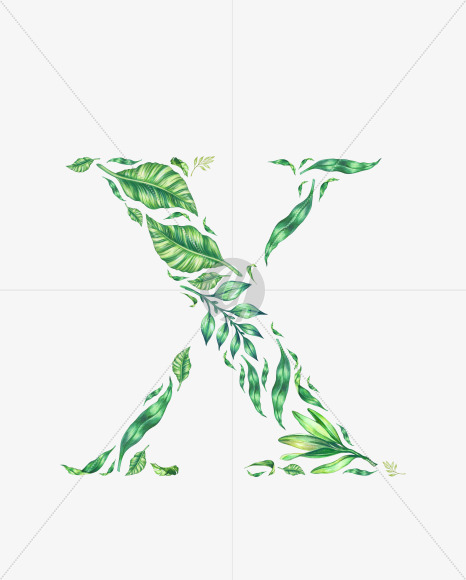 Letter X from Tropical Font on Yellow Images Creative Fonts - S43071