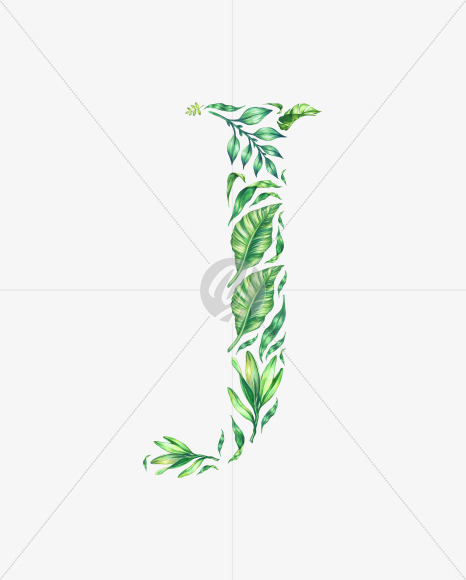 Letter J from Tropical Font on Yellow Images Creative Fonts - S43057