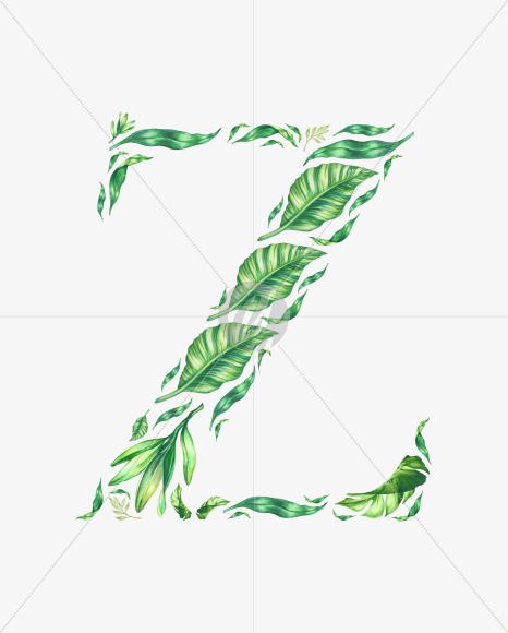 Letter Z from Tropical Font on Yellow Images Creative Fonts - S43073