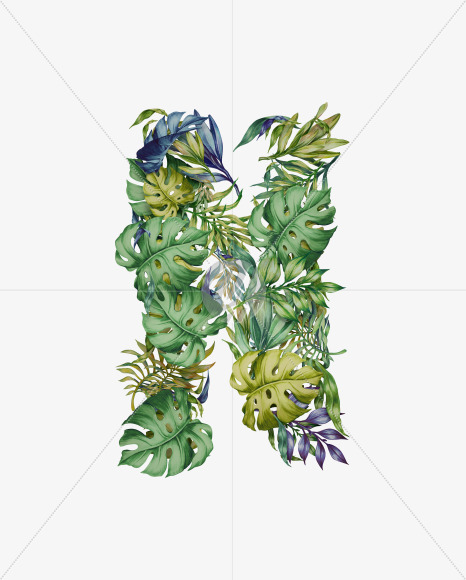 Letter N from Wild Jungle Font on Yellow Images Creative Fonts - S43106