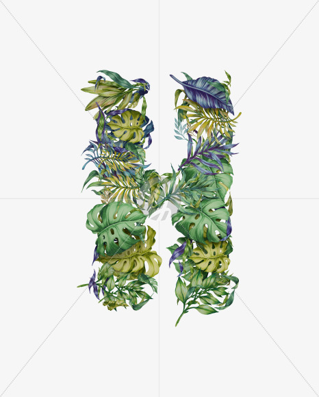 Letter H from Wild Jungle Font on Yellow Images Creative Fonts - S43100