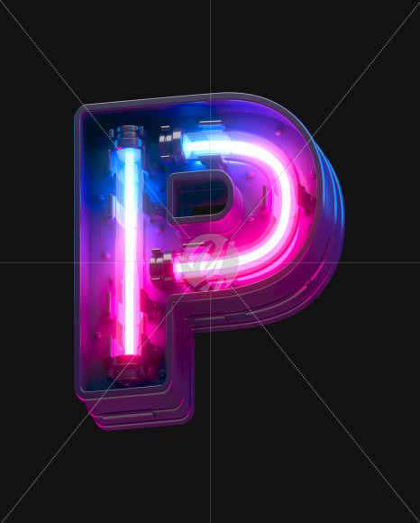 Letter P from Ultraviolet neon font on Yellow Images Creative Fonts - S44134