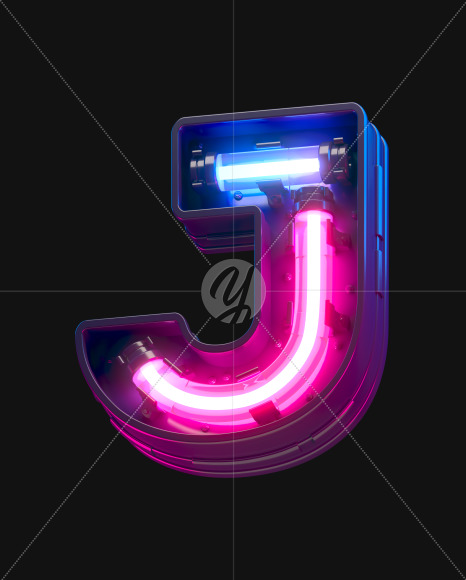 Letter J from Ultraviolet neon font on Yellow Images Creative Fonts - S44128