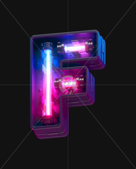 Letter F from Ultraviolet neon font on Yellow Images Creative Fonts - S44124