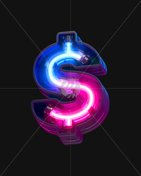 $ from Ultraviolet neon font on Yellow Images Creative Fonts - S44159