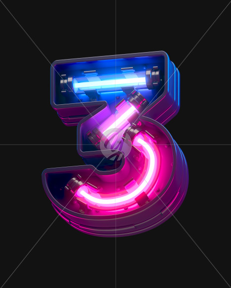 3 from Ultraviolet neon font on Yellow Images Creative Fonts - S44147