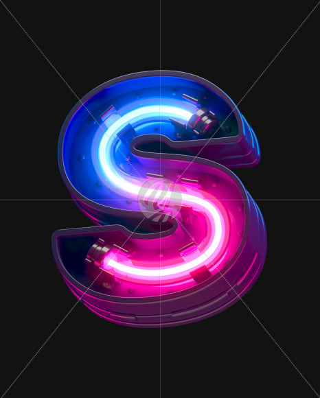 Letter S from Ultraviolet neon font on Yellow Images Creative Fonts - S44137