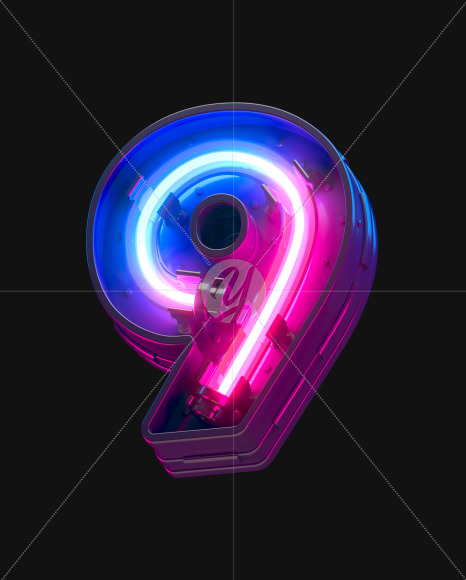 9 from Ultraviolet neon font on Yellow Images Creative Fonts - S44153