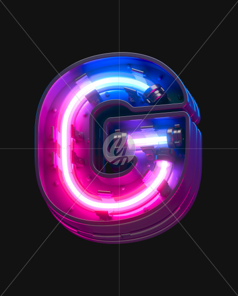 Letter G from Ultraviolet neon font on Yellow Images Creative Fonts - S44125