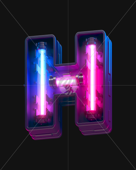 Letter H from Ultraviolet neon font on Yellow Images Creative Fonts - S44126