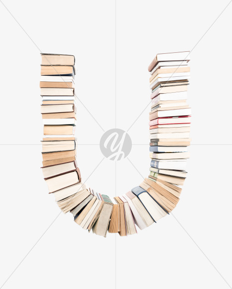 Letter U from Alphabet letters and signs arranged from books on Yellow Images Creative Fonts - S44536