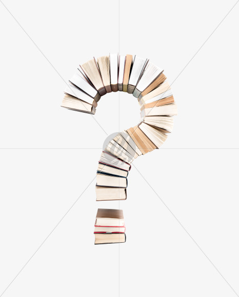 Question mark from Alphabet letters and signs arranged from books on Yellow Images Creative Fonts - S44522