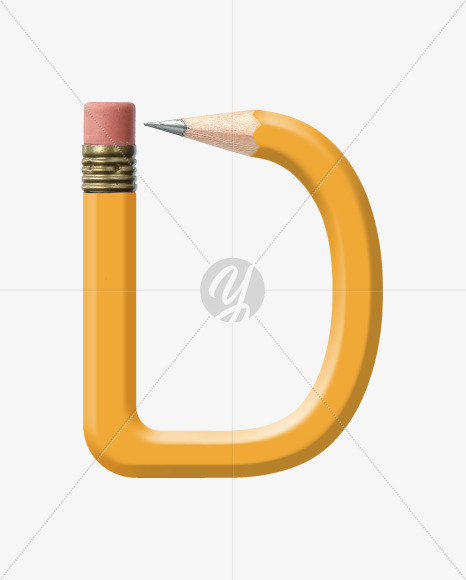 Letter D from Yellow wooden pencils alphabet on Yellow Images Creative Fonts - S44554