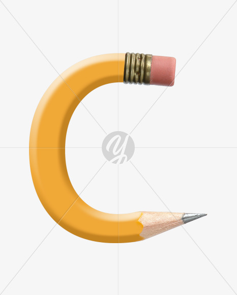 Letter C from Yellow wooden pencils alphabet on Yellow Images Creative Fonts - S44553