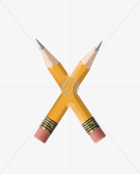 Letter X from Yellow wooden pencils alphabet on Yellow Images Creative Fonts - S44574