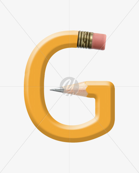 Letter G from Yellow wooden pencils alphabet on Yellow Images Creative Fonts - S44557