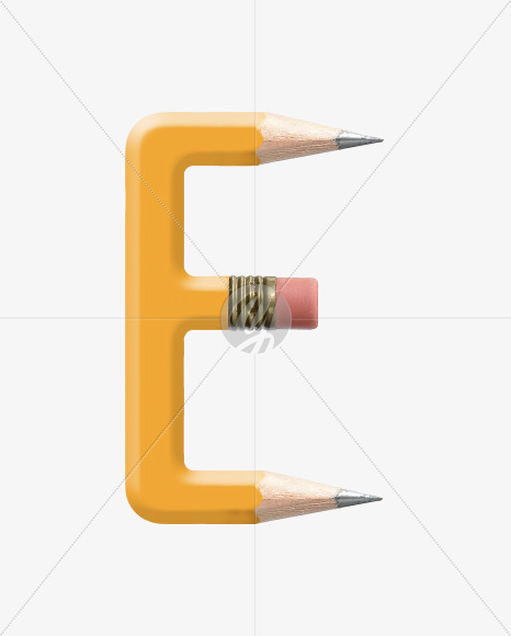 Letter E from Yellow wooden pencils alphabet on Yellow Images Creative Fonts - S44555